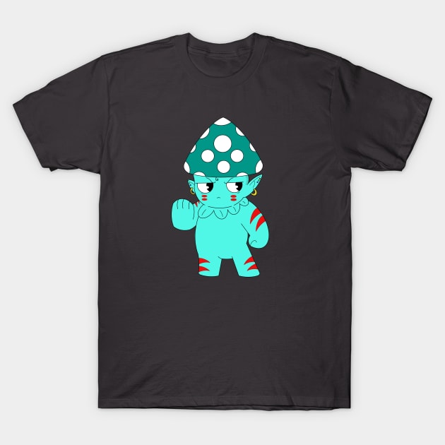 Cyan Mushroom Warrior T-Shirt by garciajey